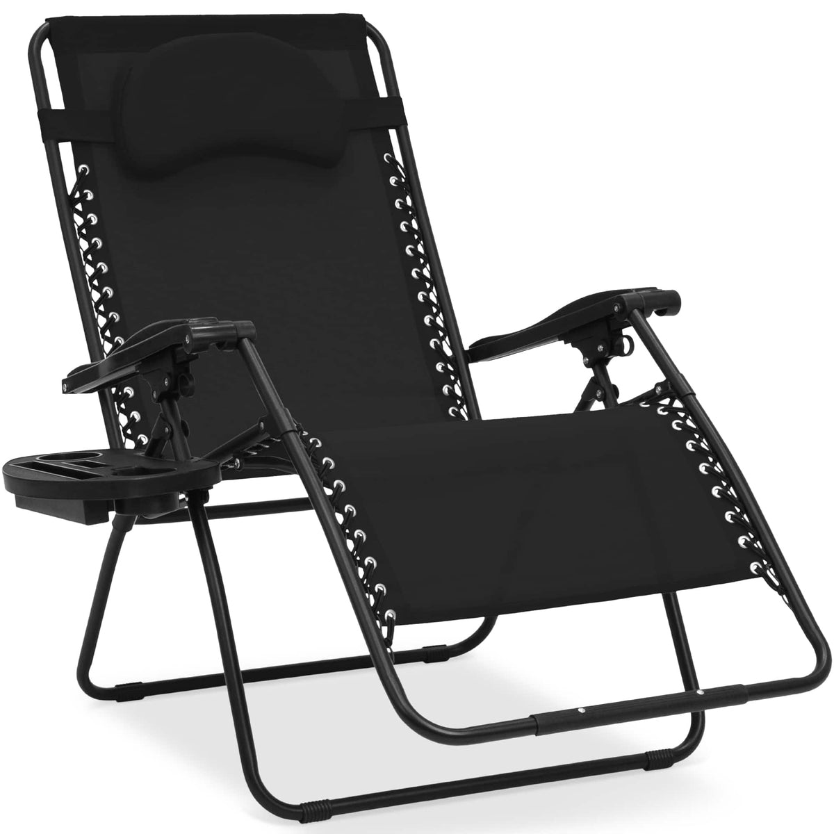Best Choice Products - Oversized Zero Gravity Chair, Folding Outdoor Patio Recliner w/ Cup Holder - Black