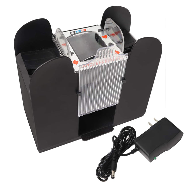 Front. GSE Games & Sports Expert - 1-6 Deck Casino Automatic Card Shuffler. AC/DC-Power & Battery-Operated Shuffler Machine for Playing Cards.