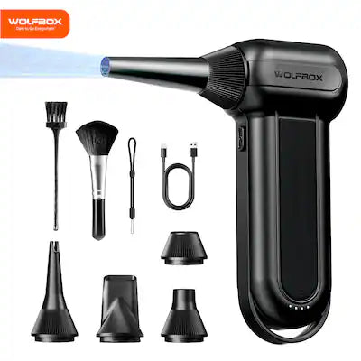 WOLFBOX - DF100B 150000RPM Compressed Air Duster, Rechargeable Electric, 3-Speed Adjustable for Computer, Keyboard, Car