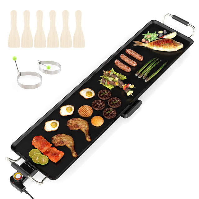 Front. Costway - Costway 35" Extra Large Electric Griddle with 4-Level Thermostat Control and Removable Drip Tray - Black.
