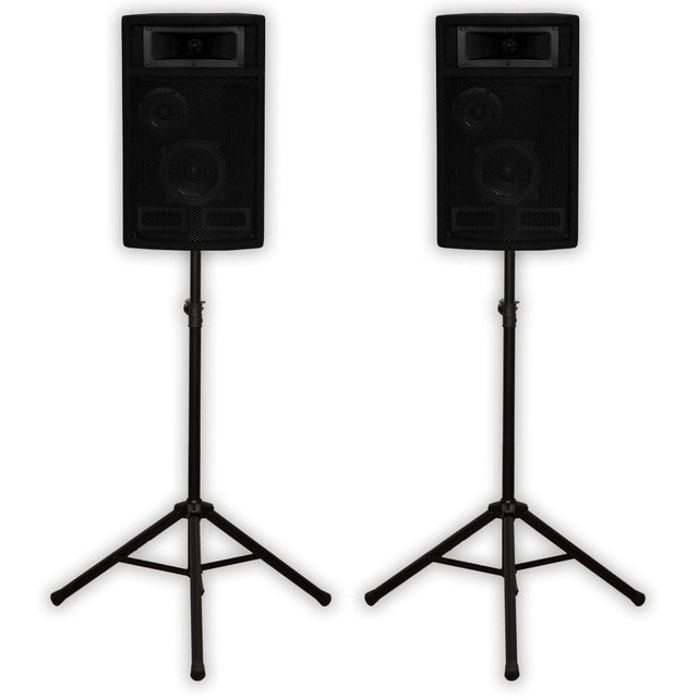 Front. Acoustic Audio by Goldwood - PA-500X Passive 800 Watt 3-Way Speaker Pair DJ PA Speakers and Stands - Black.