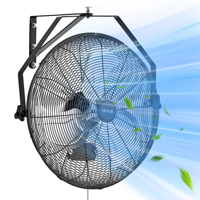 Front. VEVOR - 20 Inch Industrial Wall Mount Fan, High Velocity 4650 CFM Indoor Fan with 3 Speeds,  Powerful Motor Garage Wall Fan - Black,Silver.