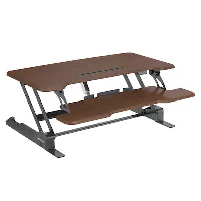 Mount-It! - Electric Standing Desk Converter with 38" Adjustable Sit-Stand Work Surface and Quiet Motor Lift, Brown