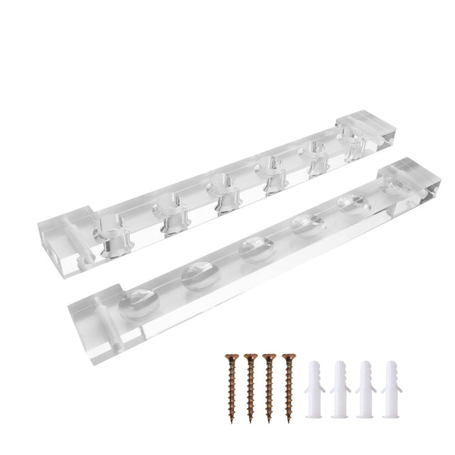 Front. GSE Games & Sports Expert - 2-Piece Acrylic 6 Billiard Pool Cue Rack Wall Mounted Holders, Pool Cue Sticks Wall Rack Set - Clear.