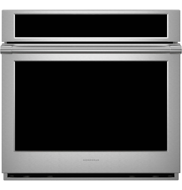 Front. Monogram - Statement 30" Smart Built-In Single Electric Twin Convection with Direct Air Wall Oven with Air Fry and In-Oven Camera - Stainless steel.