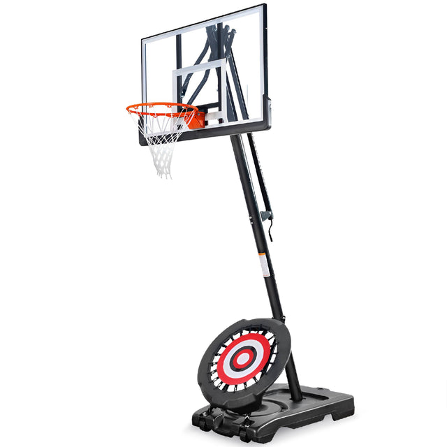 Front. IE Sports - IE Sports Portable Basketball Hoop, Adjustable Height, 44" Backboard & Rebounder - Black.