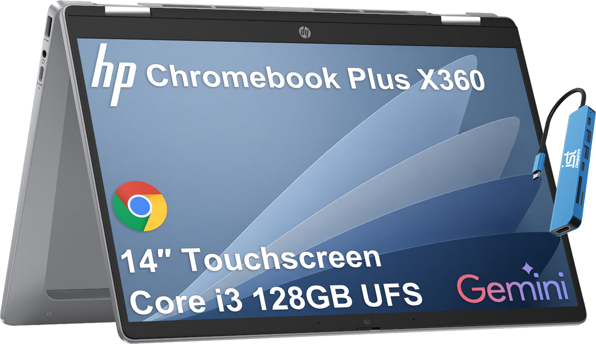 HP - 14" HD Touchscreen Chromebook Plus - Chromebook Plus x360 - Intel Core i3-N305 - 8GB RAM - 128GB - IST HUB - Chrome OS - Meteor silver