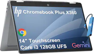HP - 14" HD Touchscreen Chromebook Plus - Chromebook Plus x360 - Intel Core i3-N305 - 8GB RAM - 128GB - IST HUB - Chrome OS