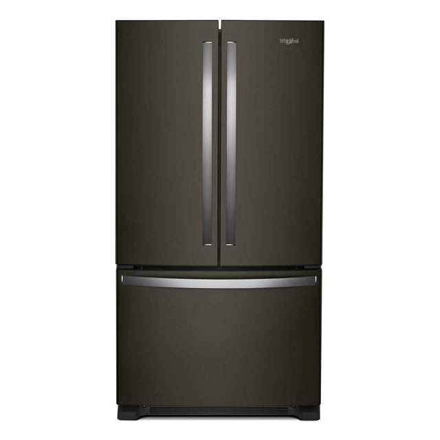 Front. Whirlpool - 36 in. Wide 20 cu. ft. French Door Bottom Mount Counter-Depth Refrigerator - Print Resist Blk Stnlss.