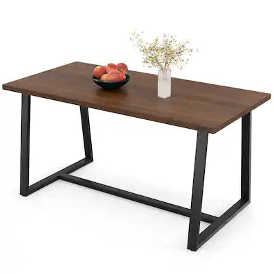 Costway - 63" Large Dining Table for 4-6 People with Heavy-duty Metal Frame Modern