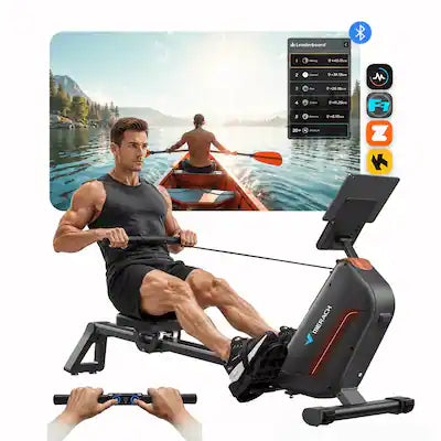 MERACH - Rowing Machines for Home with 51.2" Extended Rail, 16-Level Powerful Magnetic Rower, 350LBS Weight Capacity
