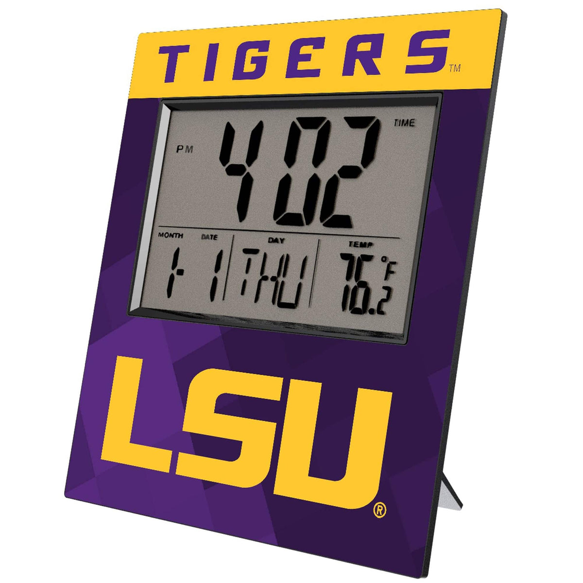 Keyscaper - LSU Tigers Color Block Digital Desk Clock - Multicolor
