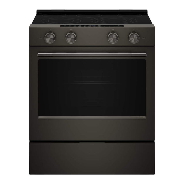 Front. KitchenAid - 30 inch Wide 5 elements 5.3 cu. ft. Smart Slide-In Electric Range with Two Even-Heat Hyper Elements - Black Ore.