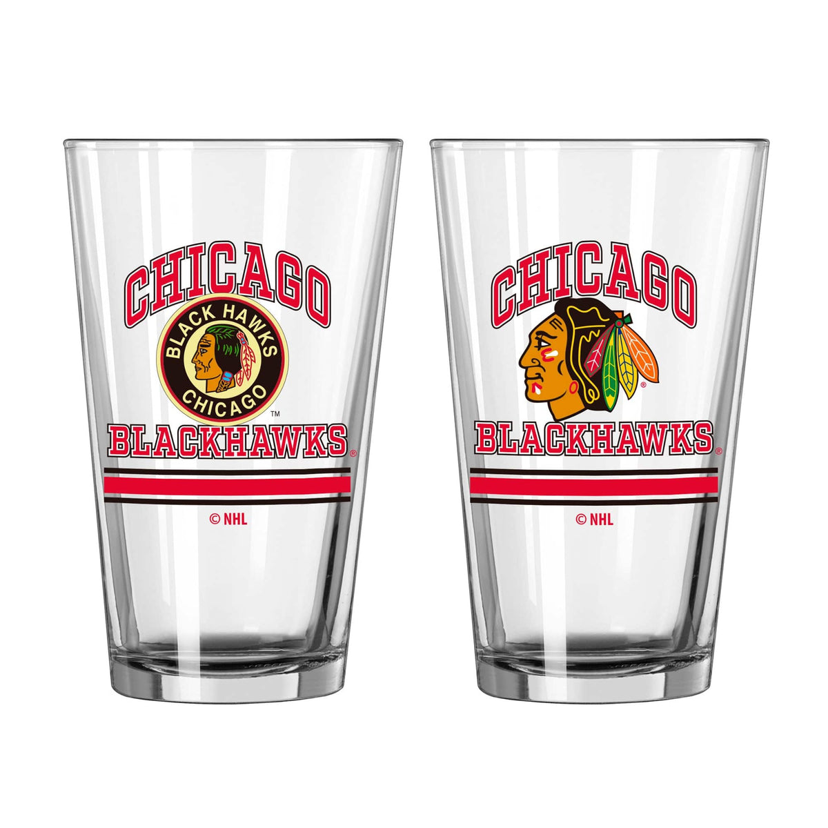 Logo Brands - Chicago Blackhawks 16oz. Pint Glass Two Pack - Multicolor