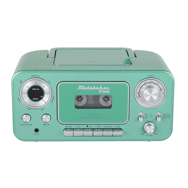 Front. Studebaker - BT Series Portable Bluetooth CD Player with AM/FM Stereo - Teal.