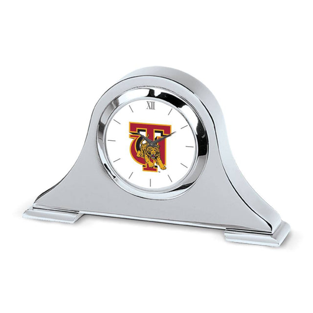 Front. Jardine - Tuskegee Golden Tigers Primary Team Logo Napoleon Desk Clock - Silver.