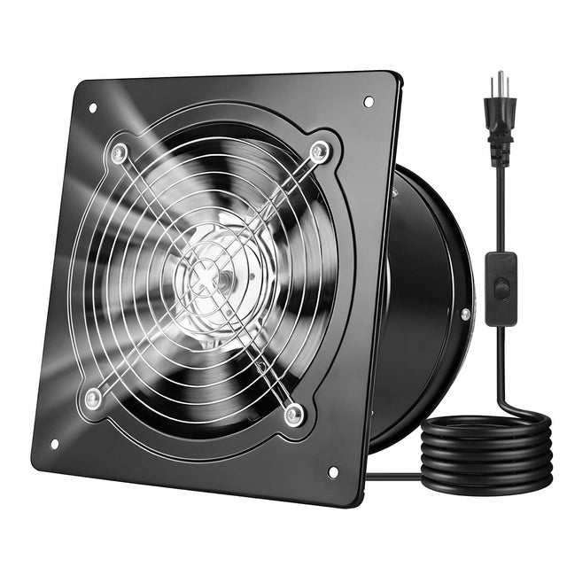Front. VEVOR - 8 Inch Exhaust Fan, 576 CFM High Velocity Wall Mount Vent Fan with On/Off Control, Low Consumption - Black.