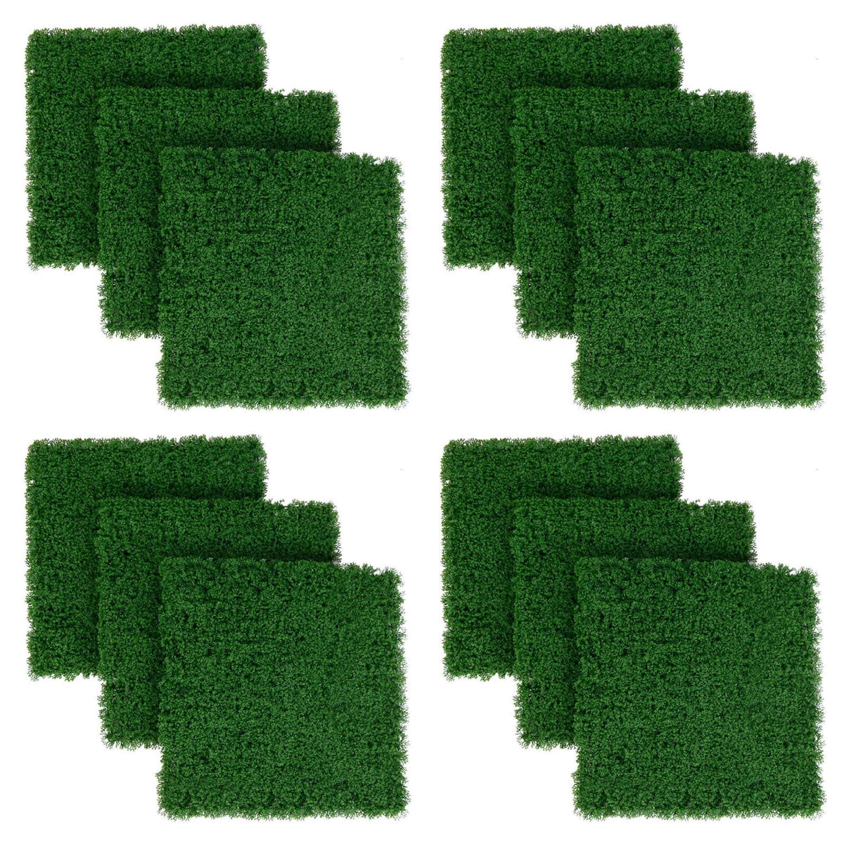 Costway - 12 PCS Faux Green Moss Panels with Insertable Branches Stable X-shaped structure - Dark Green