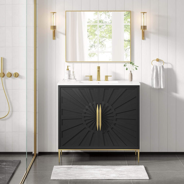 Front. Modway - Awaken Bathroom Vanity Basin Included by Modway - White Black.