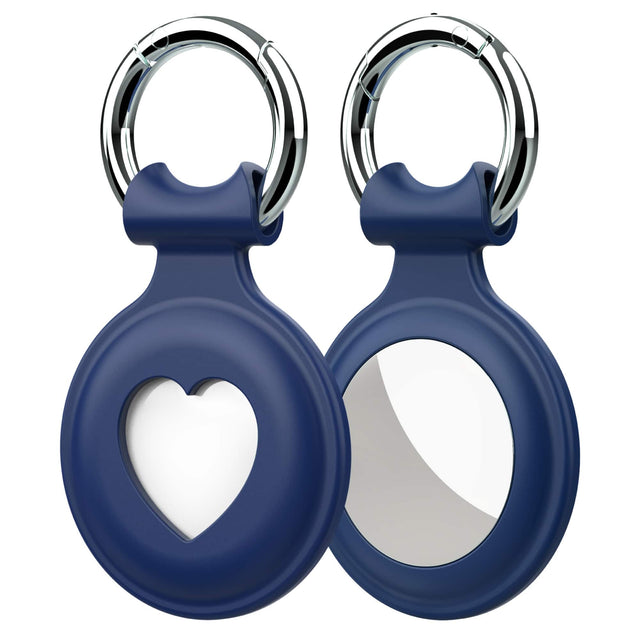 Front. Vena - 1 Pack For Apple AirTag Holder and Keyring, Silicone AirTag Keychain Holder, AirTag Case for Backpack Pets Collar, Blue - Blue.