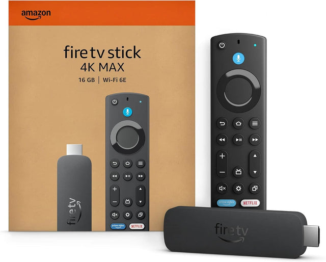 Amazon Fire TV Stick 4K Max  
16 GB | Wi-Fi 6E  

Prime Video  
Netflix