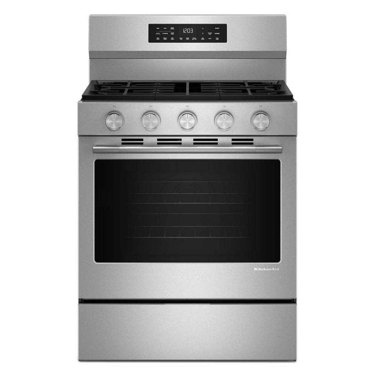 KitchenAid - 30 in. Wide 5 burners 5.0 cu. ft. Smart Freestanding Gas Range with Convection Cooking Modes - PrintShield Stainless Finish