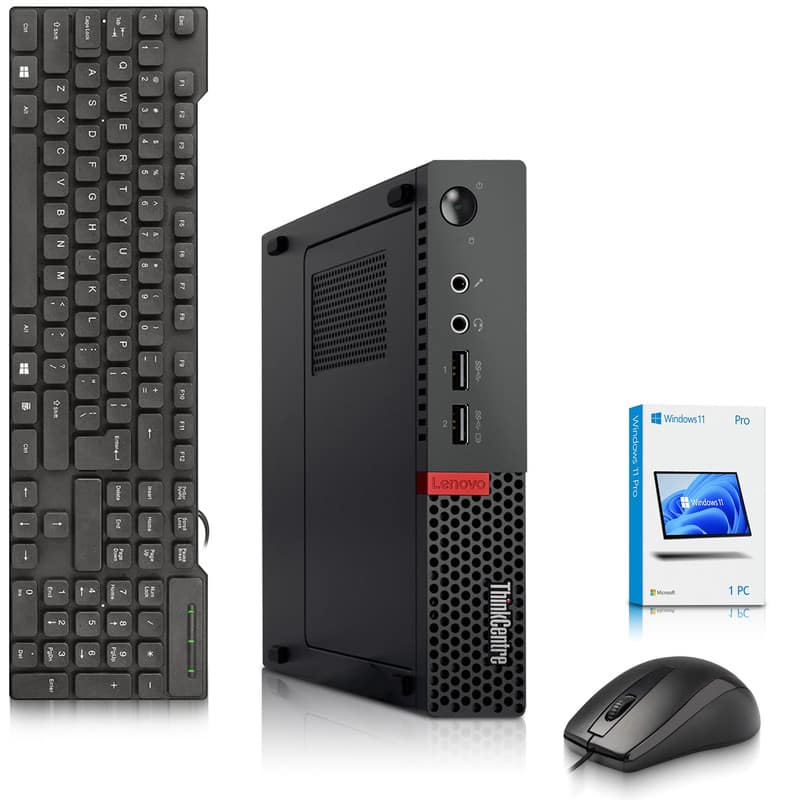 Lenovo - Refurbished Excellent - Mini PC Thinkcentre M710q micro Desktop PC | Intel Core i5-7th 2.7GHz | 16GB DDR4 RAM | 1TB SSD | KB & M | Wi-Fi | Win11 - Black