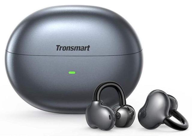 Front. Tronsmart - OpenFly Clip Open-Ear Wireless Clip-On Earbuds w/ Bluetooth 6.0, AI ENC Microphones, 24H Battery, IPX5 & Tap Control - Black.
