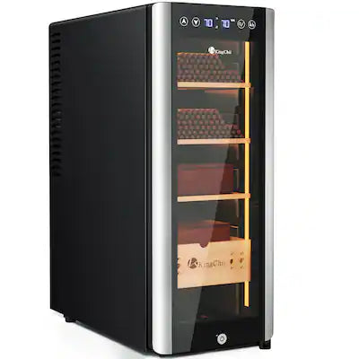 KingChii - Pro 35L Semiconductor Cigar Humidor Temp& Humidity Control with Spanish Cedar Wood Shelves 250-Capacity