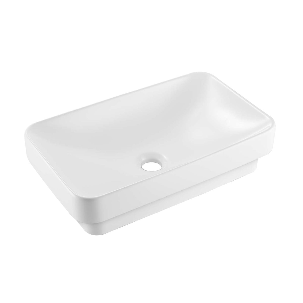 VEVOR - Semi Recessed Bathroom Sink, 19.29 x 12.01 Inch Rectangular Ceramic Vessel Sink with 1-3/4 Inch Drain Hole - White