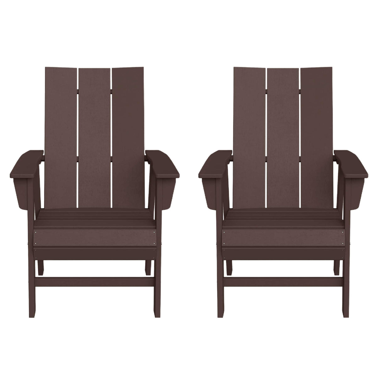WestinTrends - Ashore Outdoor Patio HDPE Plastic Modern Adirondack Dining Chairs (Set of 2) - Dark Brown