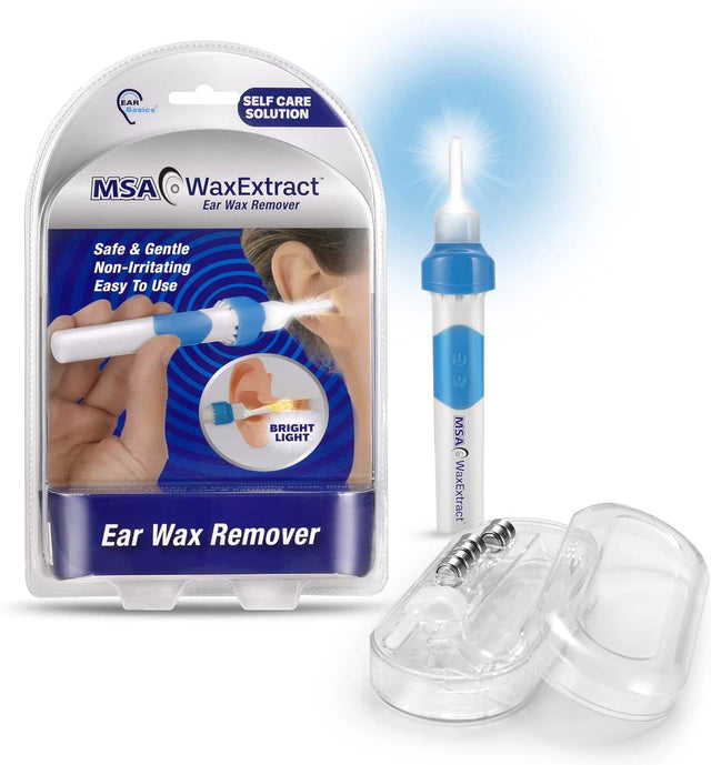 EAR Basics SELF CARE SOLUTION MSA WaxExtract Ear Wax Remover Safe & Gentle Non-Irritating Easy To Use BRIGHT LIGHT Ear Wax Remover MSA 2 1 WaxExtract