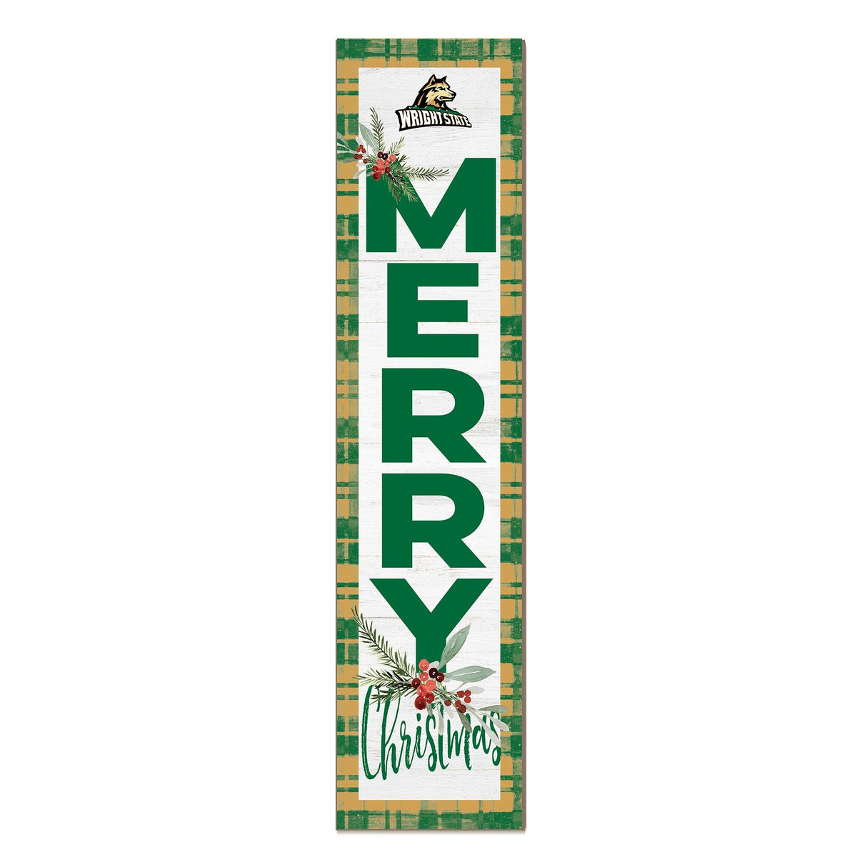 Jardine - Wright State Raiders 12'' x 48'' Outdoor Merry Christmas Leaner - White