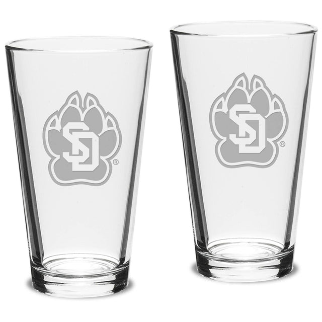 Front. Jardine - South Dakota Coyotes 16oz. 2-Piece Classic Pub Glass Set - Multicolor.