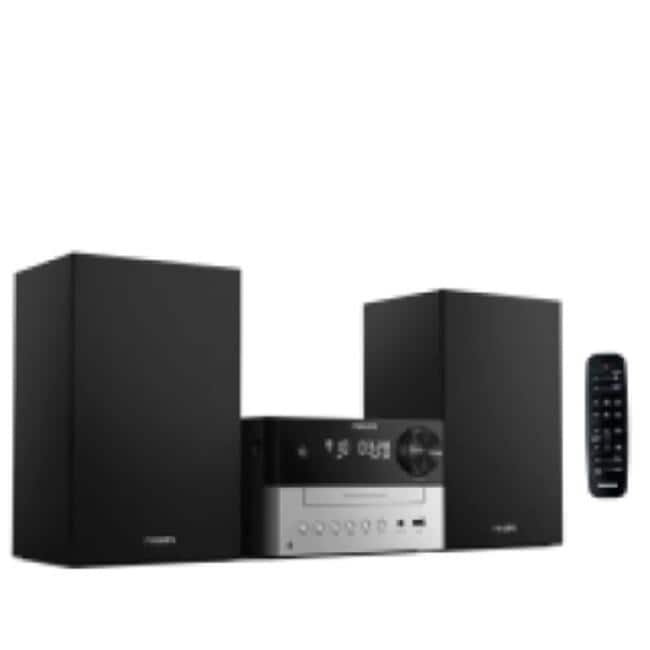 Philips - Bluetooth Stereo System With CD Player, MP3, USB, Audio In, FM Radio, Bass Reflex, 18W, Remote (TAM320) - Black