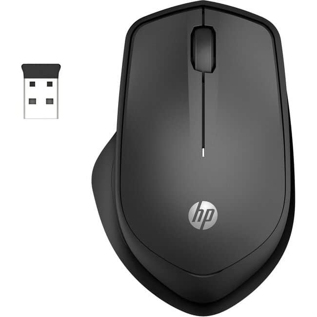 HP - 280 Silent Wireless Mouse - Blue Optical - Wireless - Radio Frequency - 2.40 GHz - USB Type A - 1200 dpi - Wireless - Black
