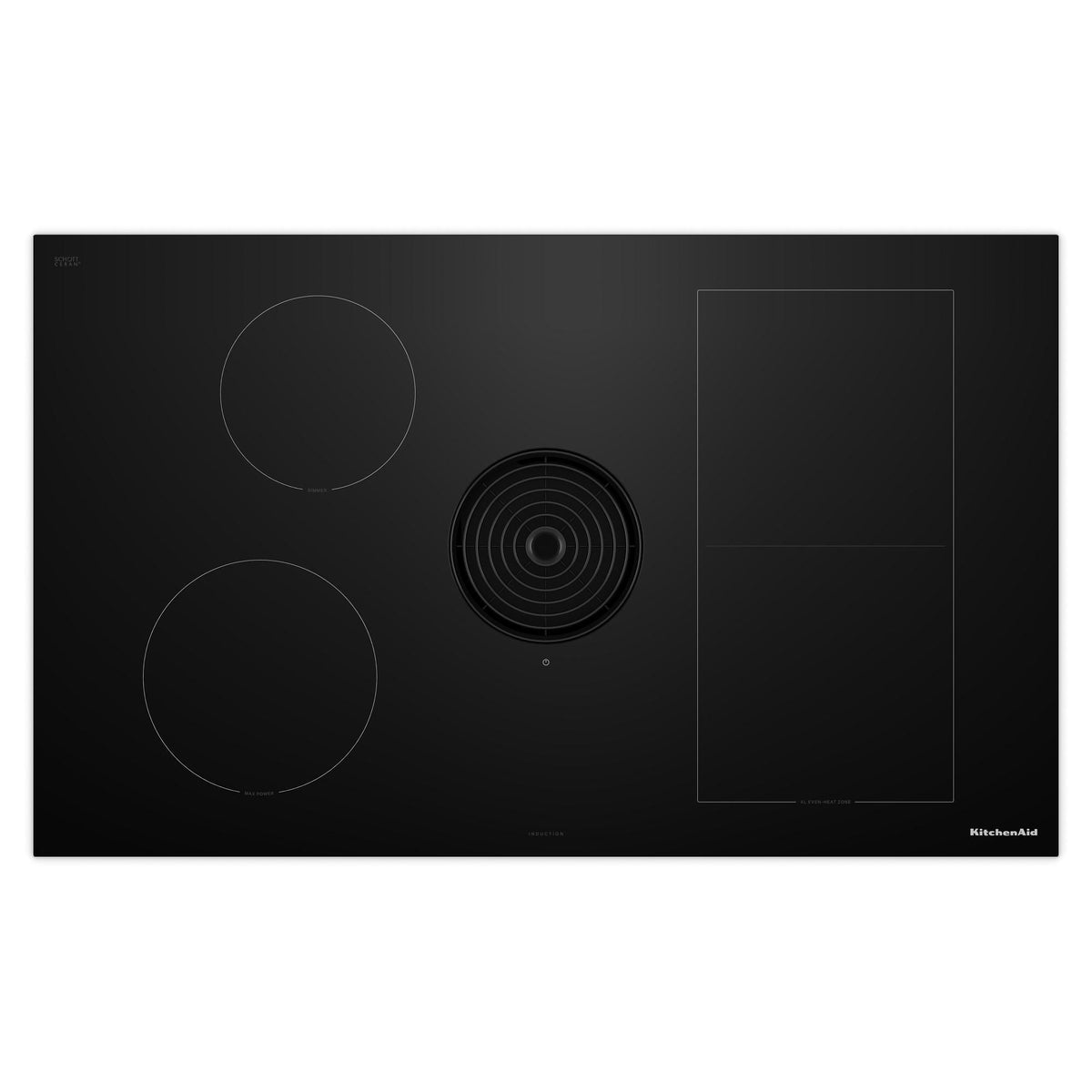 KitchenAid - 36 inch Wide 4 element Built-In Downdraft Electric Induction Cooktop with Bridge XL Even-Heat Zone - Black