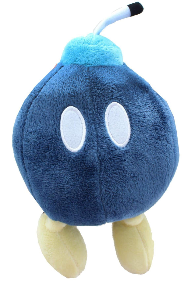 Front. Basic Fun - Super Mario Bros 8 Inch Villains Plush | Bob-omb - Black.