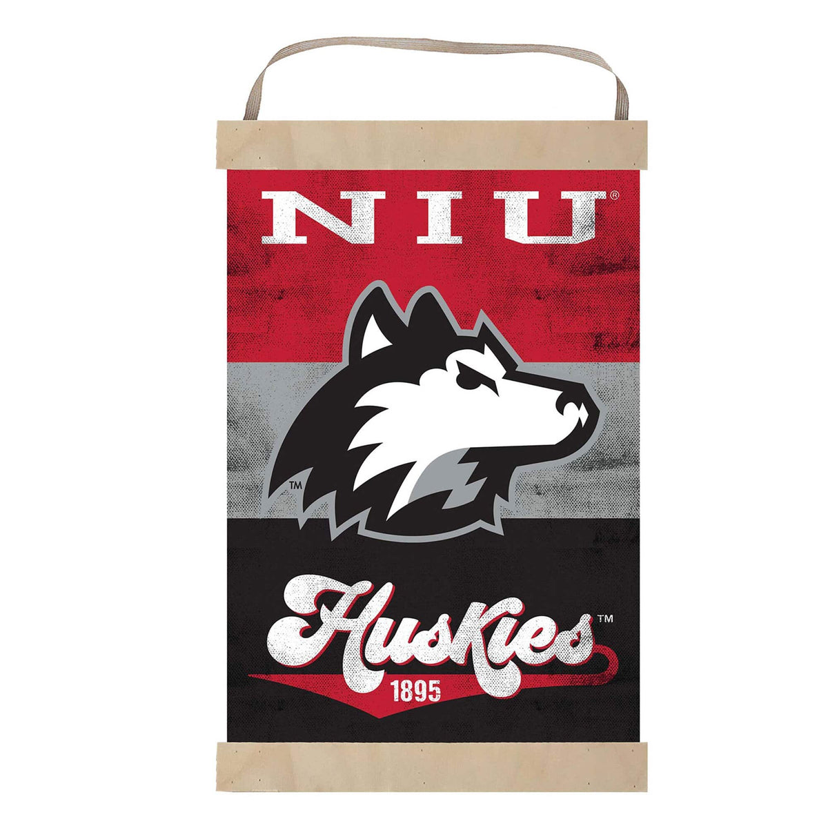 Jardine - Northern Illinois Huskies Reversible Retro Logo Banner Sign - Red