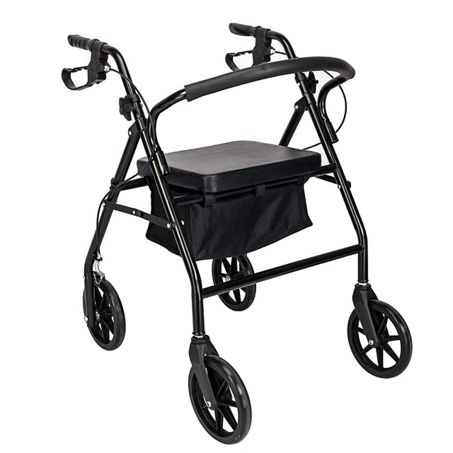 Front. Winado - Foldable Rollator Walker Mobility Rollator with Seat, 8" Wheels, Adjustable Height, Removable Backrest, 286lbs Capacity - Black.