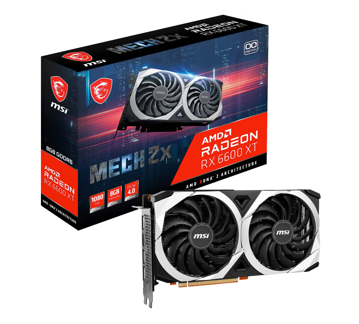 MSI - AMD Radeon RX 6600 XT MECH 2X 8G OC GDDR6 PCI Express 4.0 Gaming Graphics Card - Black