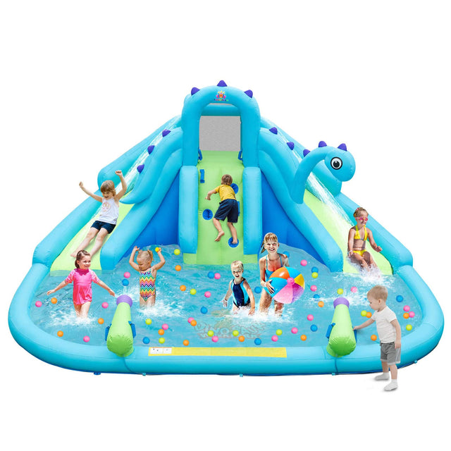 Front. Costway - Inflatable Water Slide Blowup Water Park with Dual Slides Without Blower - Multicolor.