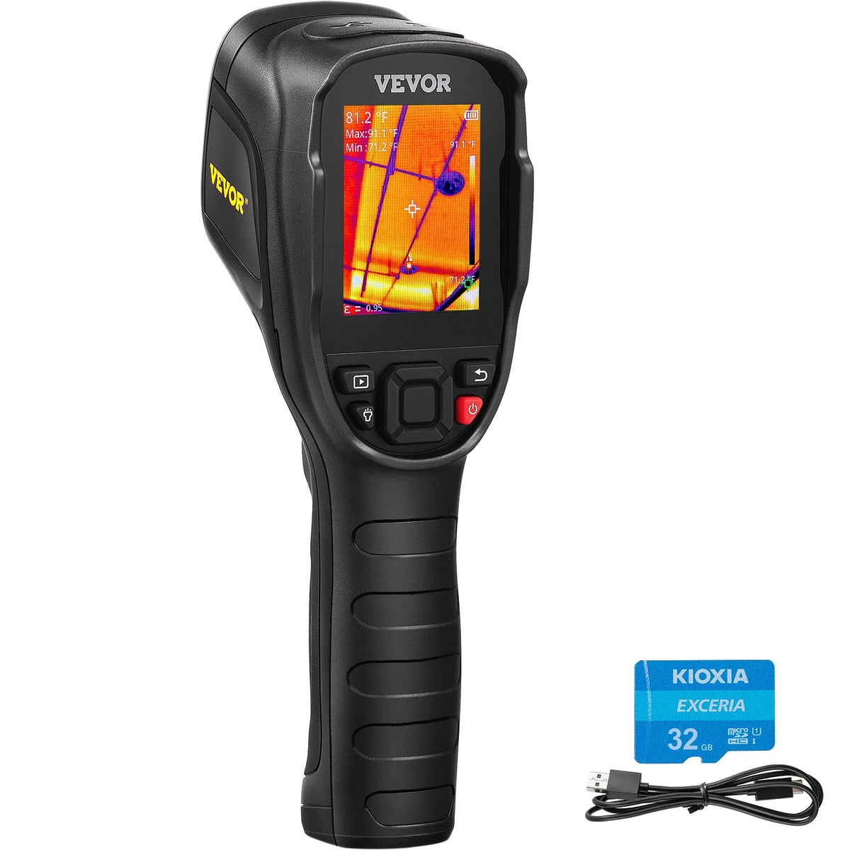 VEVOR - Thermal Imaging Camera, 320 x 240 Pixels Super Resolution, 25Hz Refresh Rate Infrared Camera with -4 to 752°F - Black