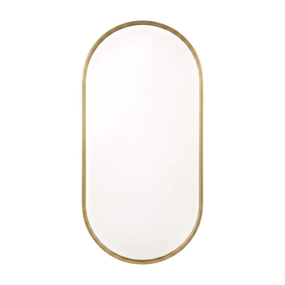 Elegant Decor - Metal Frame Oval Mirror 24x40 Inch - Brass