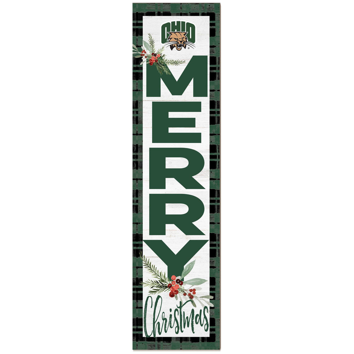 Jardine - Ohio Bobcats 12'' x 48'' Outdoor Christmas Leaner - White