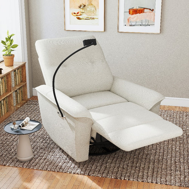 Front. Loheer - Loheer Power Swivel Rocker Recliner Chair Electric Glider Reclining Sofa with USB Ports Phone Holder Beige-Gray - Beige-gray.