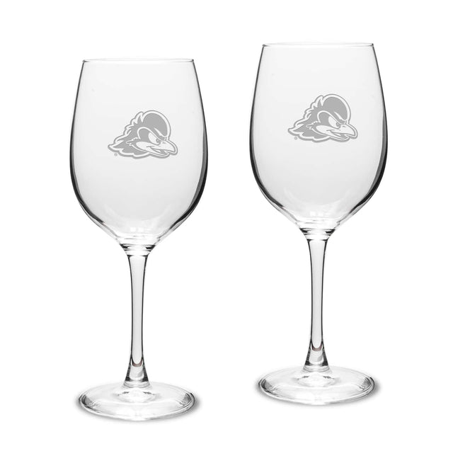 Front. Jardine - Delaware Fightin' Blue Hens 2-Piece 16oz. Traditional White Wine Glass Set - Multicolor.
