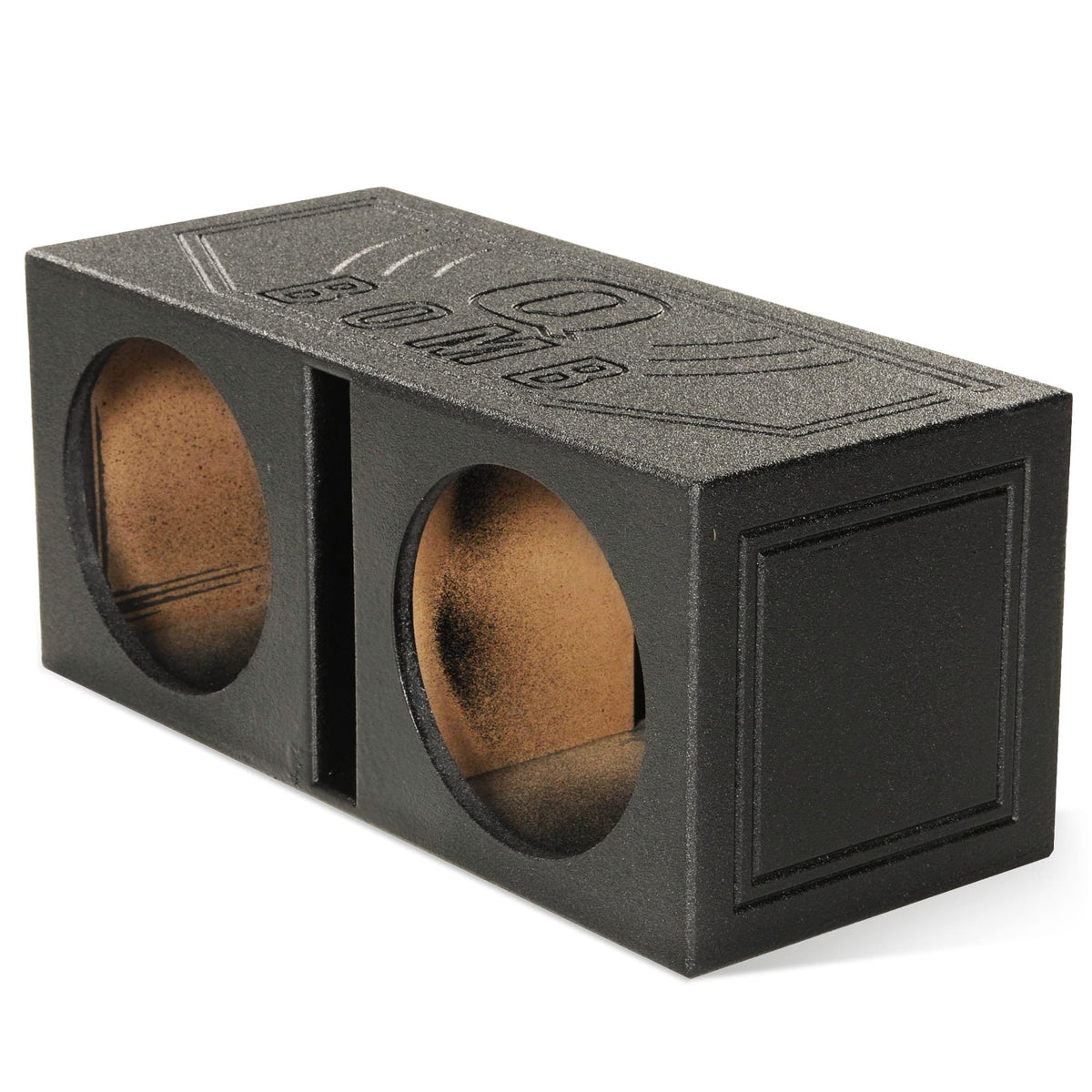 QPower - QBOMB12V Dual 12" Vented Ported Subwoofer Sub Box with Bedliner Spray - Black