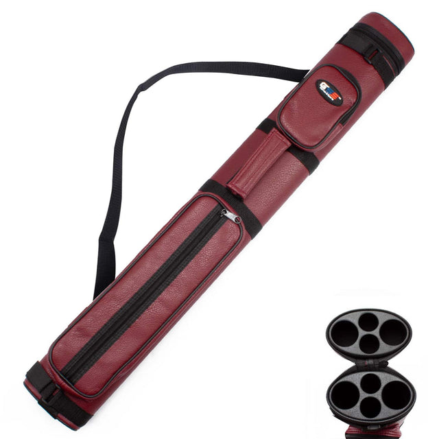 Front. GSE Games & Sports Expert - 2x2 Oval Hard Billiard Pool Cue Stick Carrying Case, Billiard Cue Case, Billiard Accessory -Burgundy - Burgundy.