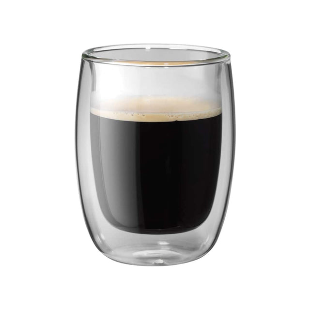 Front. ZWILLING - ZWILLING Sorrento 2-pc Double-Wall Glass Coffee Cup Set - Clear.